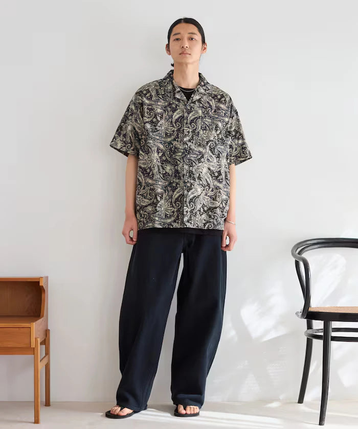 Open Collar Pattern Short Sleeve Shirt