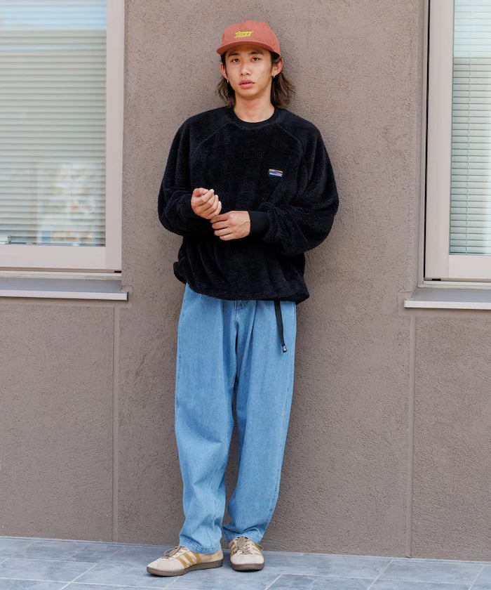 Relaxed Fit Raglan Sleeve Shaggy Fleece Pullover