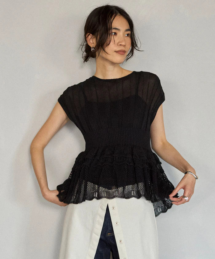 Japan Made Whole Garment Peplum Top