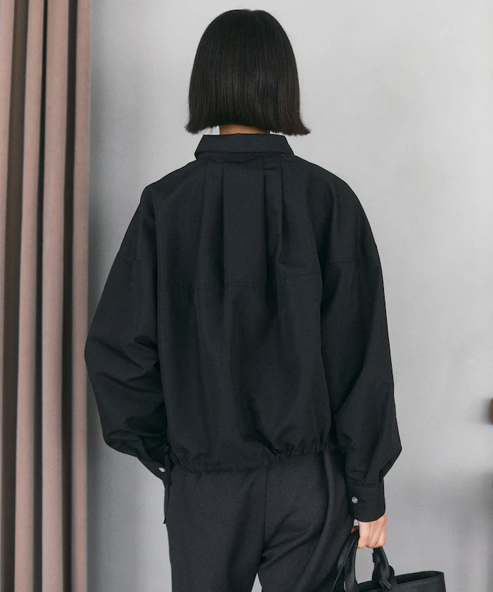 Hem Code Switch Short Length Long Sleeve Shirt