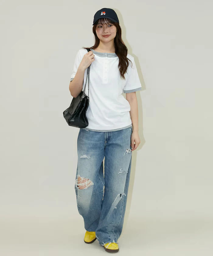 Layered Color Scheme Henley Neck T-Shirt Limited Edition