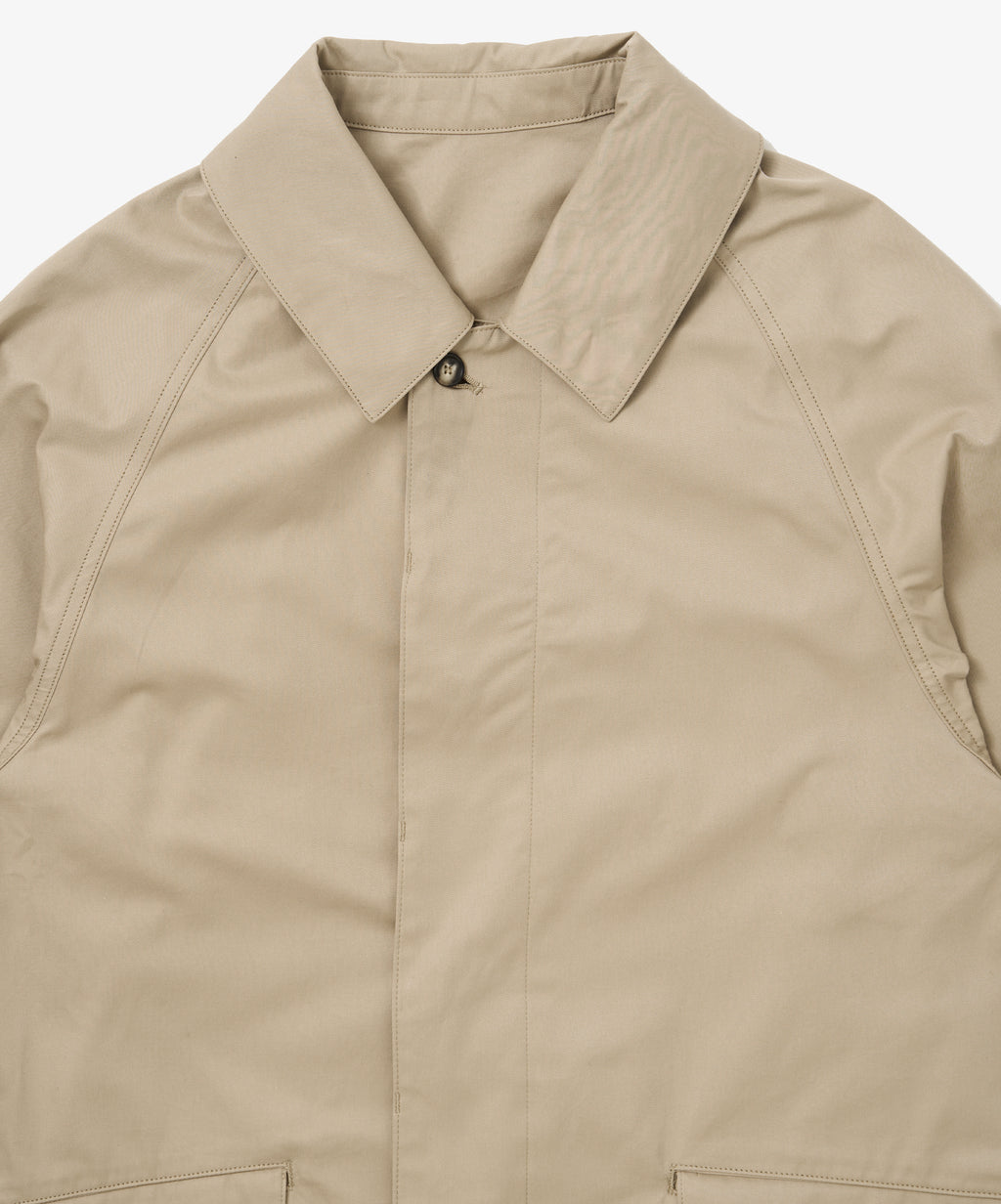 balmacaan coat gabardine beige