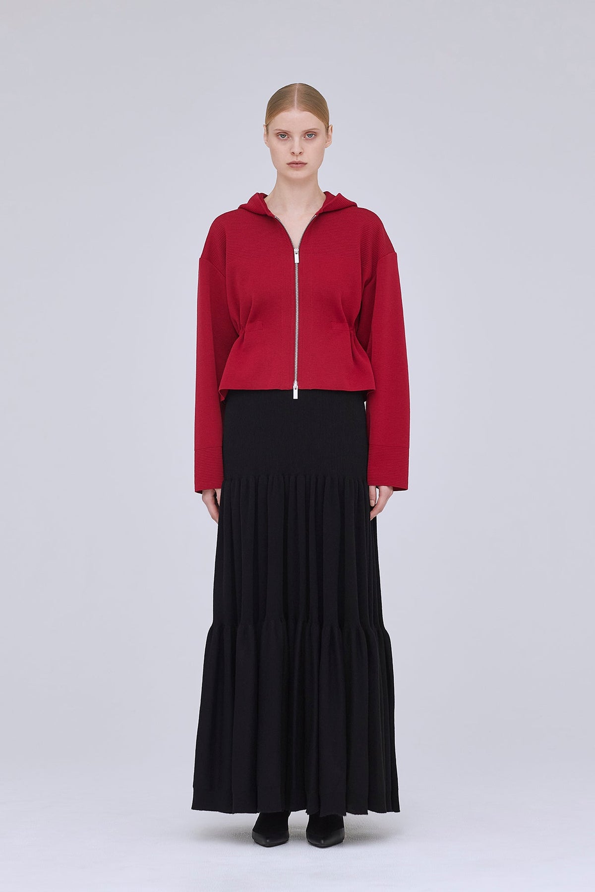 TW MILAN RIB CROPPED HOODIE JACKET