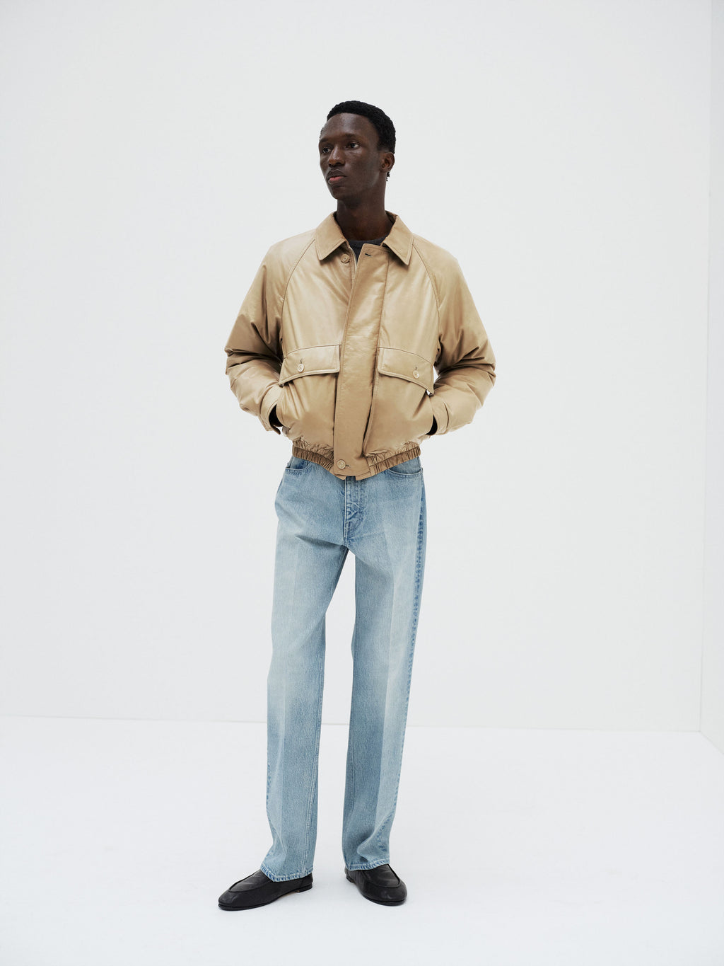 FINE CALF LEATHER DOWN BLOUSON