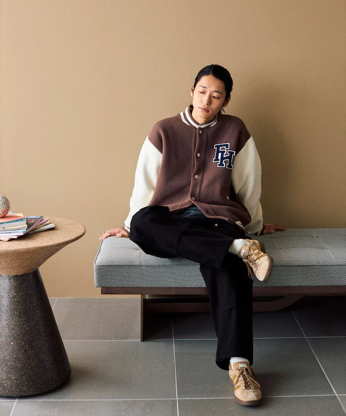 Relaxed Fit Logo Knit Varsity Jacket