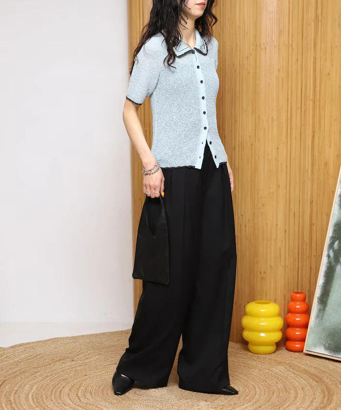 Color Embroidered Polo Collar Cardigan [Limited Edition]