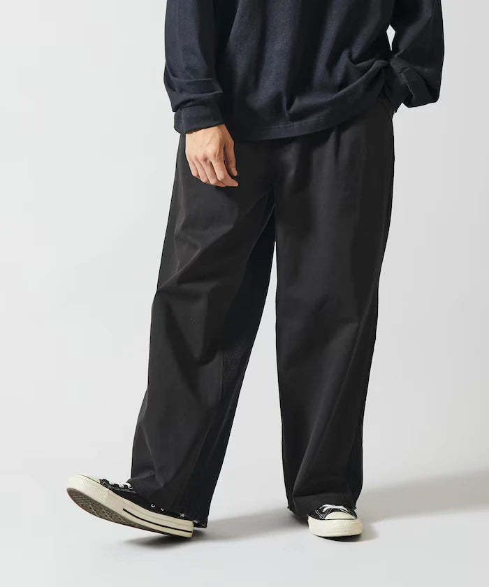 Chino Denim Docking Pants / Wide Straight Pants