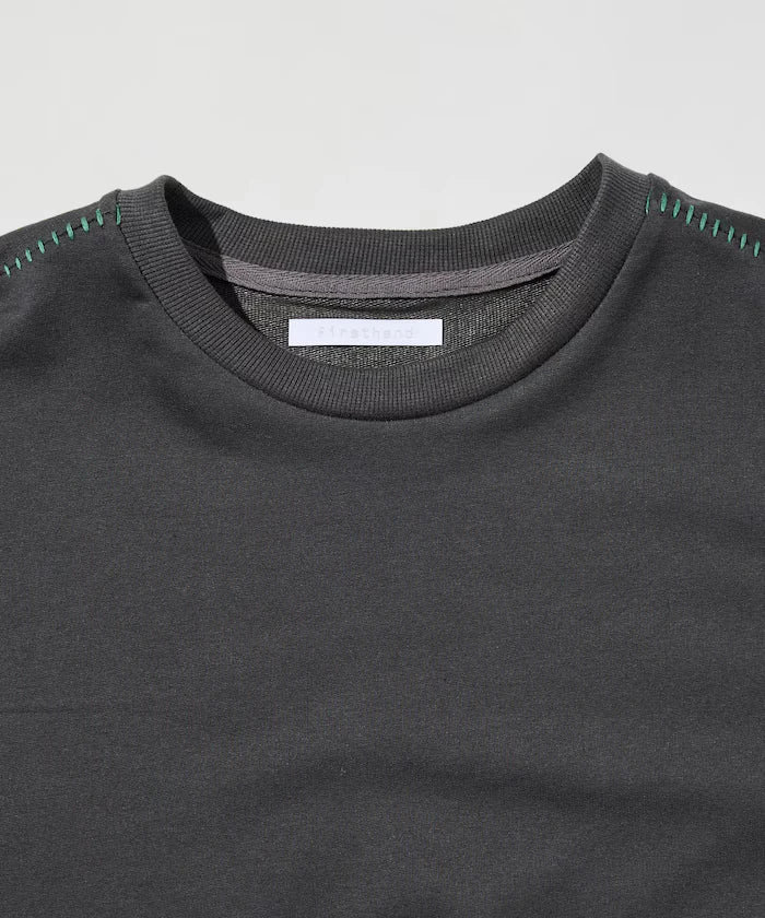 Box Silhouette Contrast Ladder Stitch Crew Neck T-Shirt