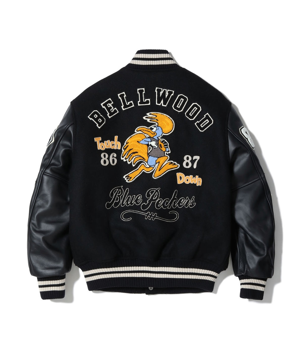 30oz. WOOL MELTON AWARD JACKET “BLUE PECKERS” (BLACK)