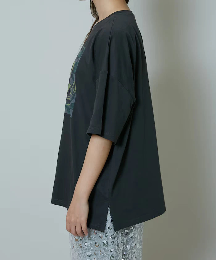 Flower Nuance Art Box Print Big Silhouette T-Shirt Limited Release