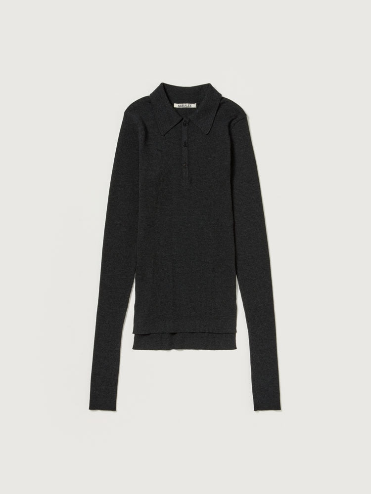 SUPER FINE WOOL HIGH GAUGE RIB KNIT POLO