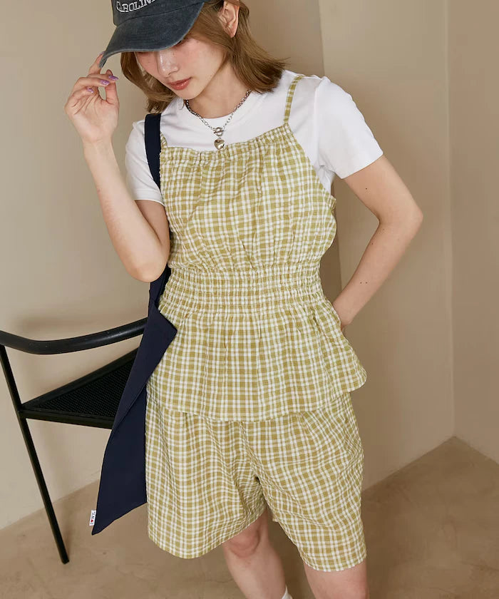 Shearling camisole x short pants set limited edition