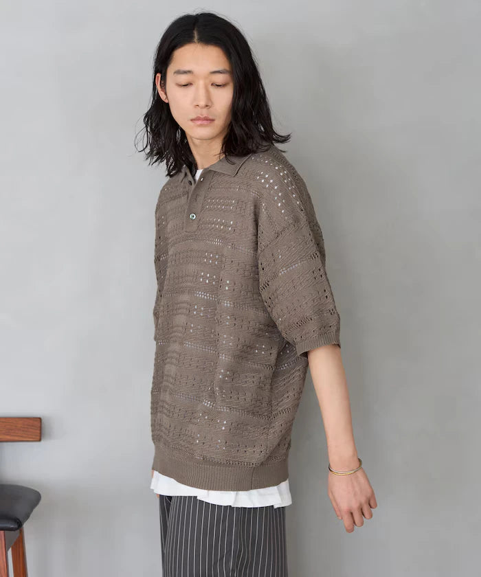Big Silhouette Short Sleeve Knit Polo Shirt