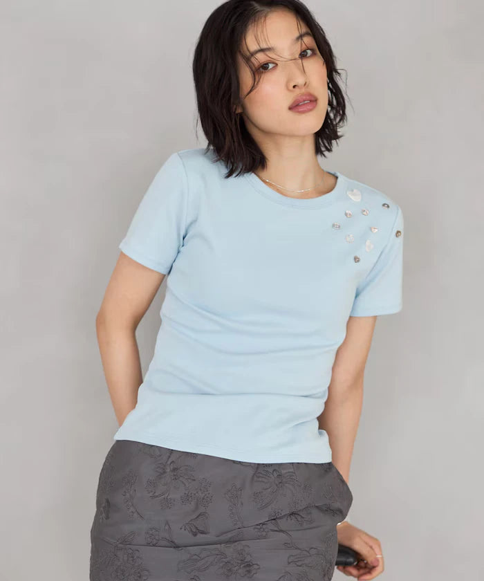 Many Button Cotton Modal Short Sleeve T-Shirt