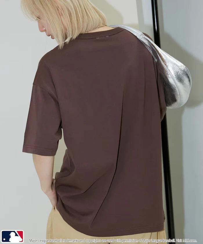 Limited Edition MLB Logo Print Henley Neck Oversized T-Shirt