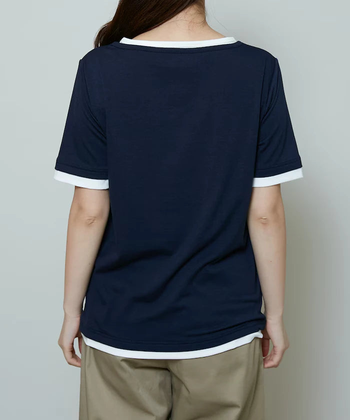Layered Color Scheme Henley Neck T-Shirt Limited Edition