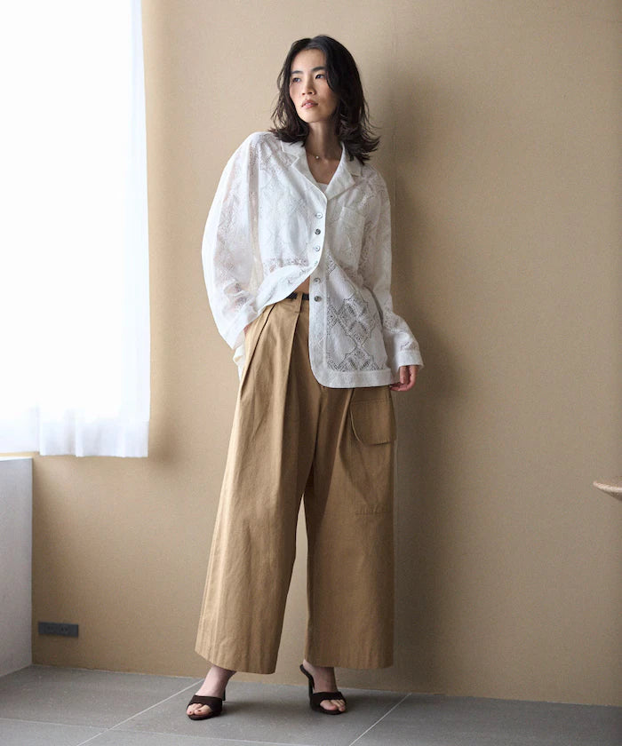 [February 12 12:00 Release] Panel Lace Shirt Jacket / Compatible with Setup