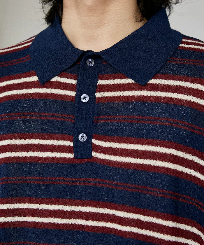 LOVE POP STUDIO Border Knit Polo Shirt Limited Edition