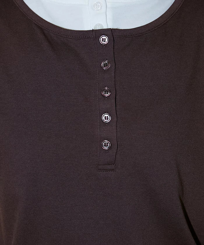 Layered Color Scheme Henley Neck T-Shirt Limited Edition