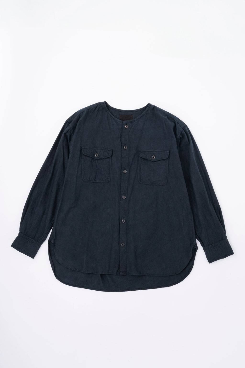 BRUSHED COTTON COLLARLESS SHIRT
