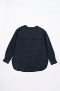 BRUSHED COTTON COLLARLESS SHIRT