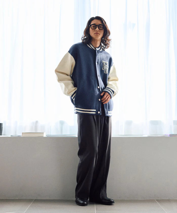 Relaxed Fit Logo Knit Varsity Jacket