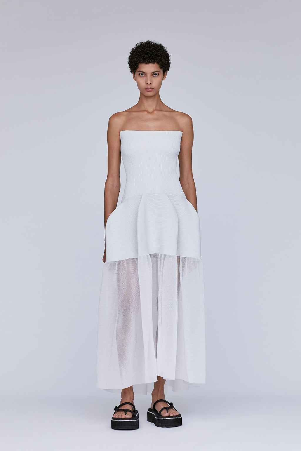 POTTERY HS LUCENT GLITTER STRAPLESS DRESS