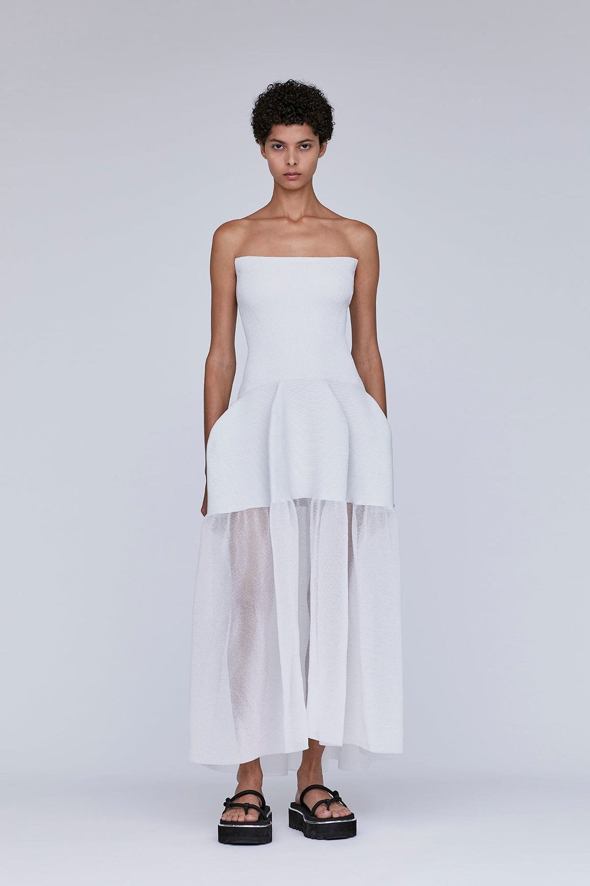 POTTERY HS LUCENT GLITTER STRAPLESS DRESS