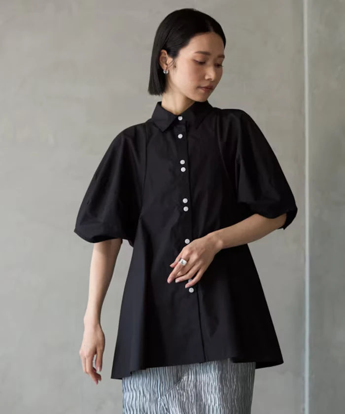 Switching Design Balloon Sleeve Shirt / 5-Minute Sleeve Blouse [Limited Edition]