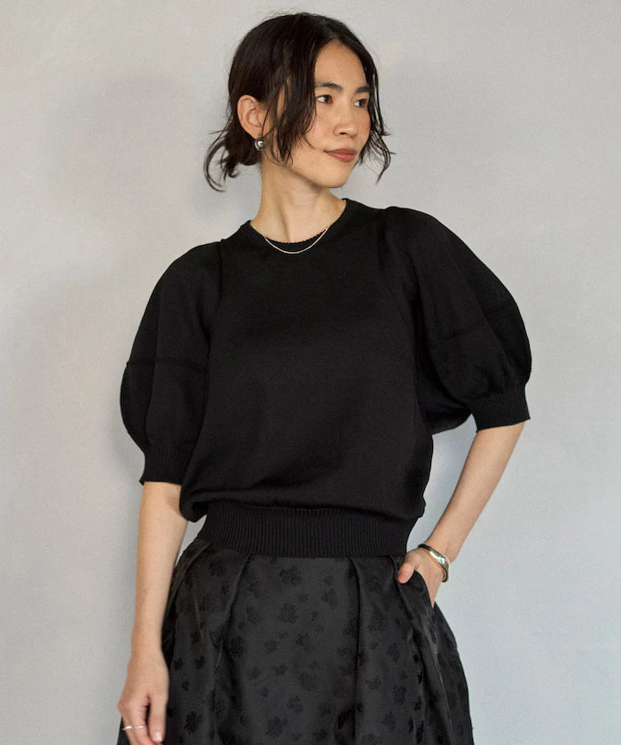 Japan Made Whole Garment Puff Sleeve Top