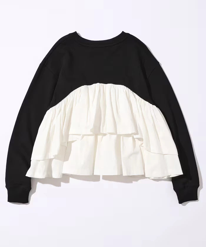 Organic Cotton Docking Frill Sweat / Relaxed Fit / Backed Sweat