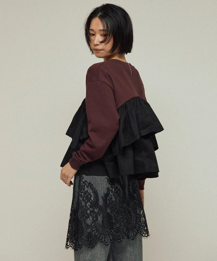 Organic Cotton Docking Frill Sweat / Relaxed Fit / Backed Sweat