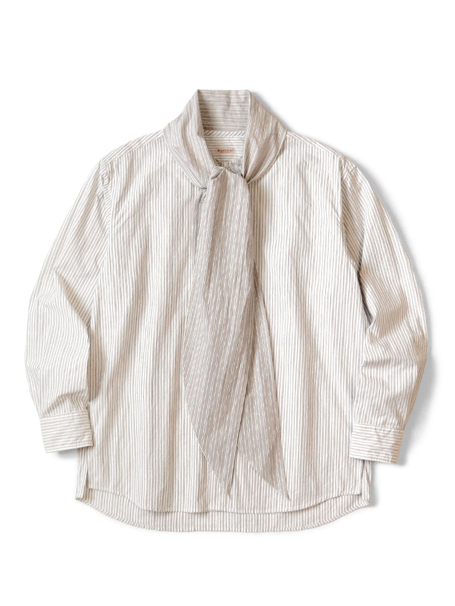 Cotton Stripe Bow Tie Pub Shirt