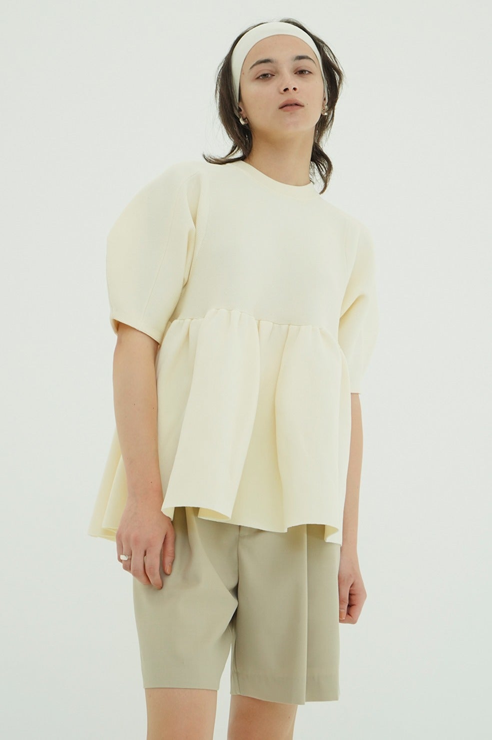 PEPLUM HALF SLEEVE KNIT TOPS