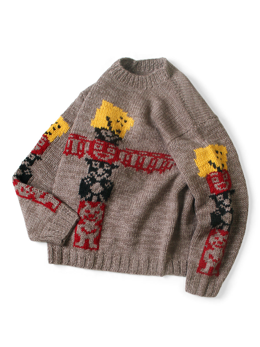 Hand-knit PECKISH totem pole Couching curl...