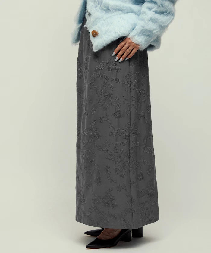 Flower Embroidery I-Line Easy Skirt