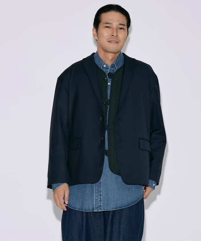 Sleeve-Contrast Tailored Jacket / Relaxed Fit