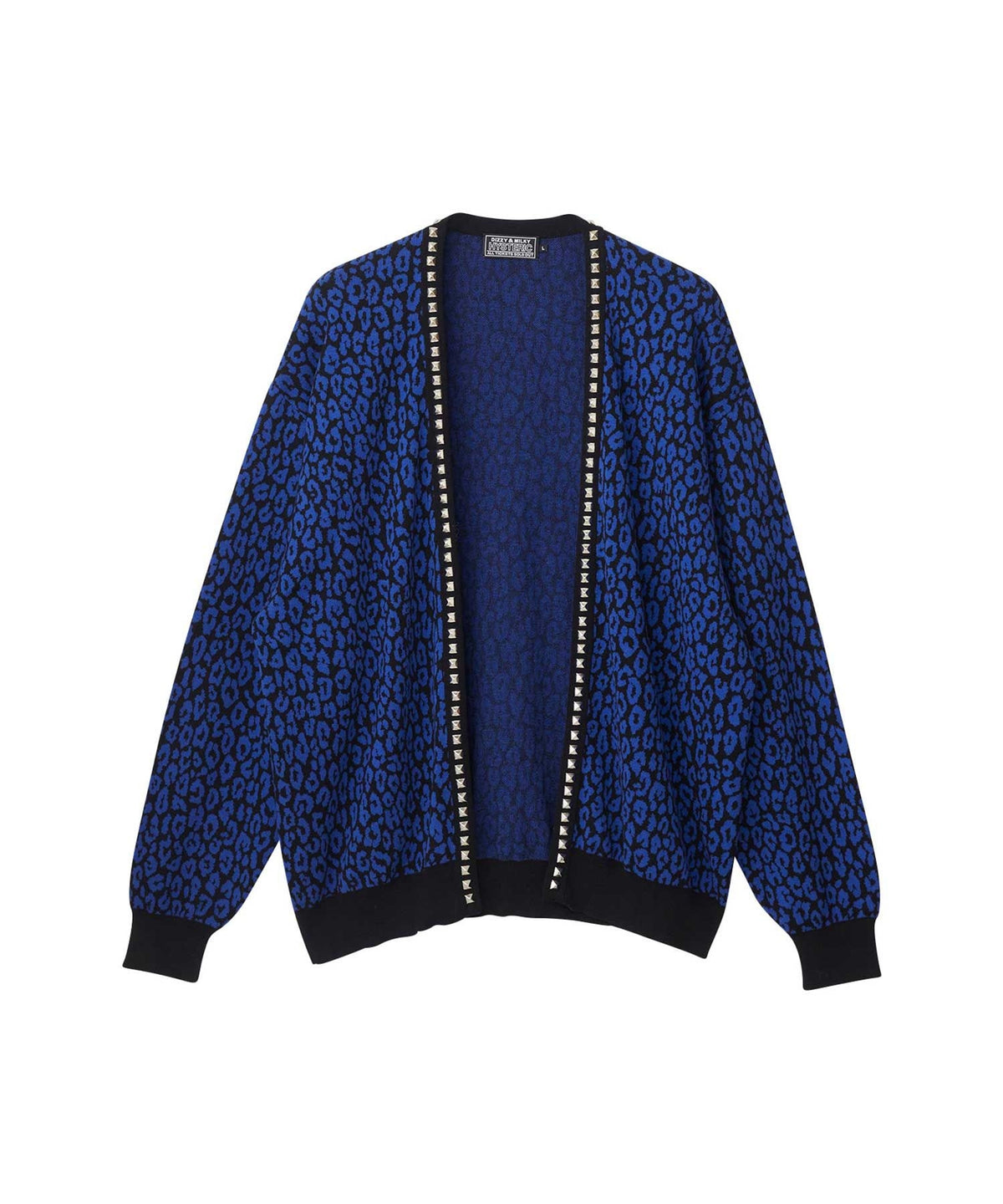 Leopard Pattern Jacquard Studded Cardigan