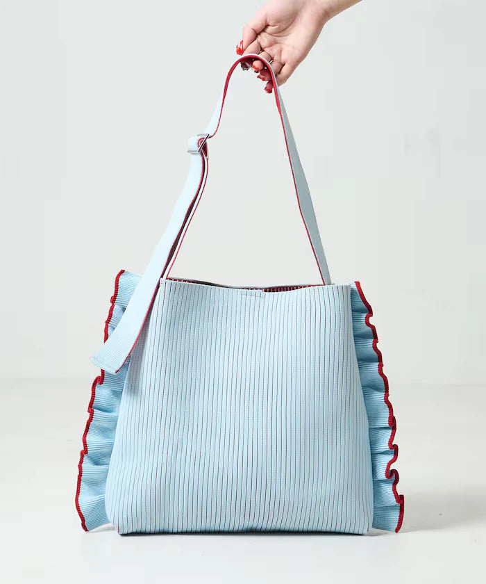 Color Block Knit Ruffle One Shoulder Bag