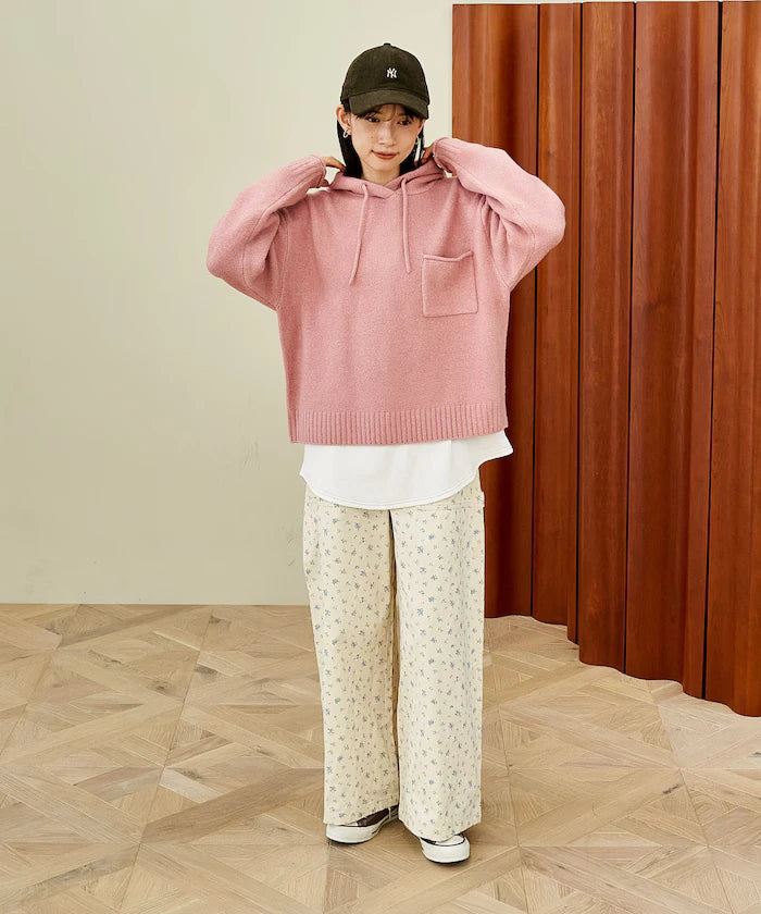 Knit hoodie with pockets