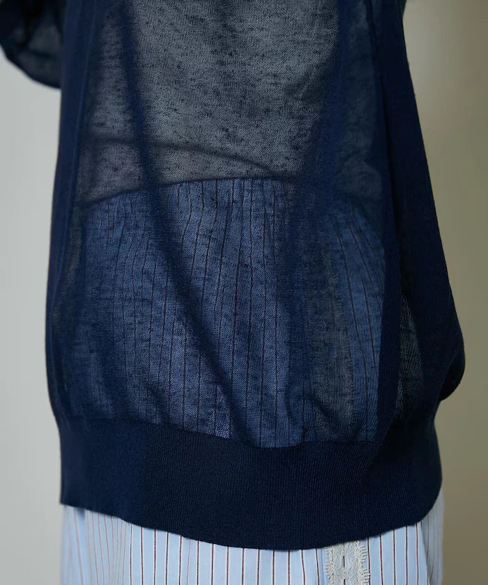 Washable linen color block henley neck knit top limited release