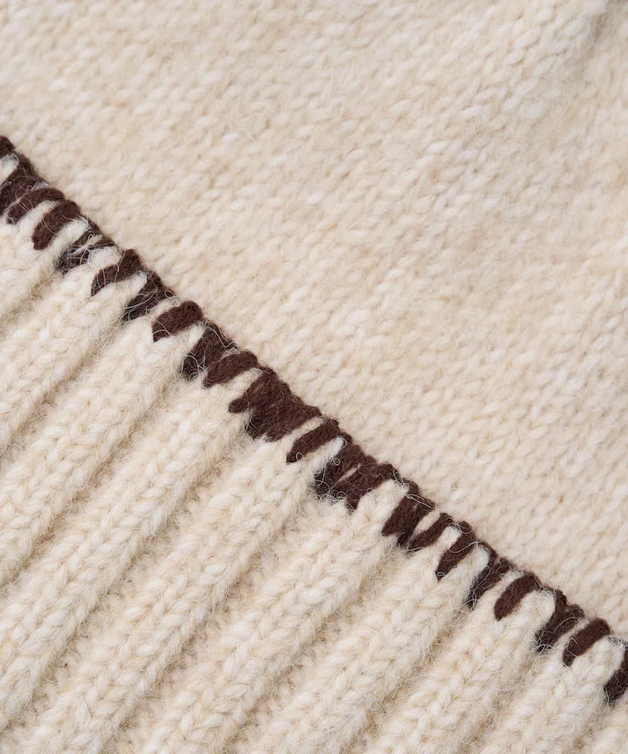 Color Block Blanket Stitch Knit Cap