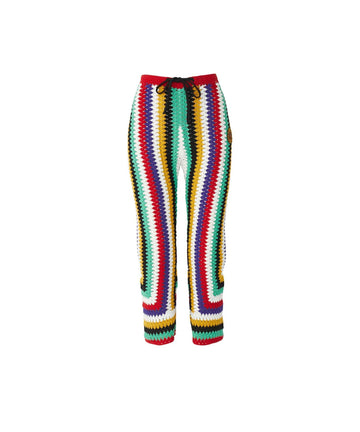 Flower Power Patch Three-Quarter Length Hand-Knit Pants