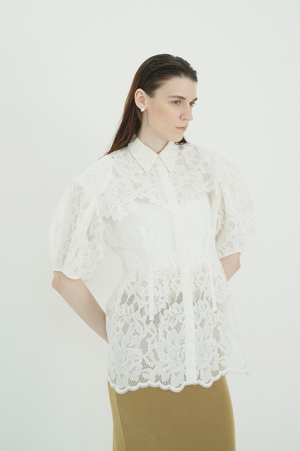 FLOWER LACE WAIST SHAPE TOPS