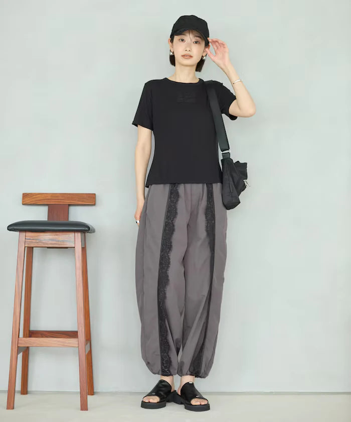 Lace Applique Cotton Modal T-Shirt