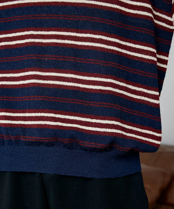 LOVE POP STUDIO Border Knit Polo Shirt Limited Edition