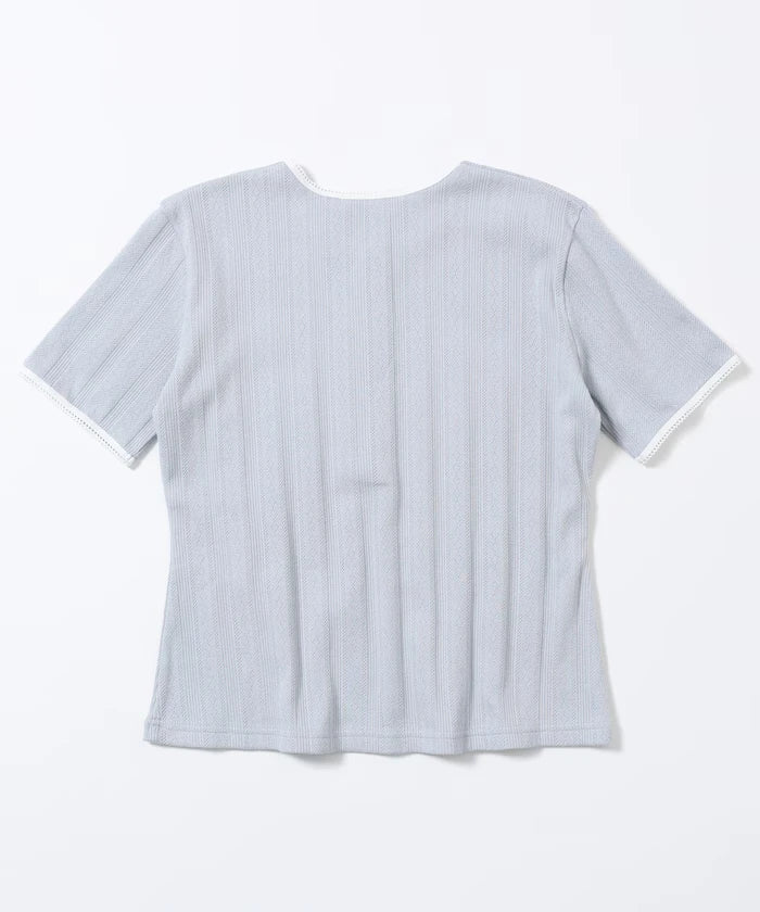 Henry Neck Knitted Lace T-Shirt