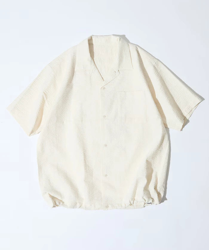 Seersucker Spindle Open Collar Short Sleeve Shirt