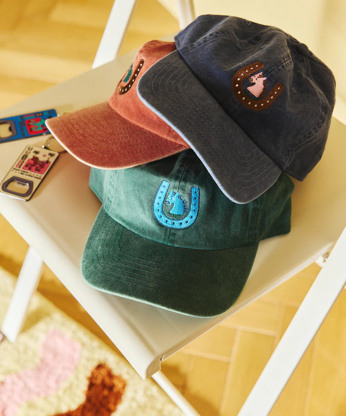 TOYAMEG Kaiun Horse Cap One Point Pigment Embroidery Cap