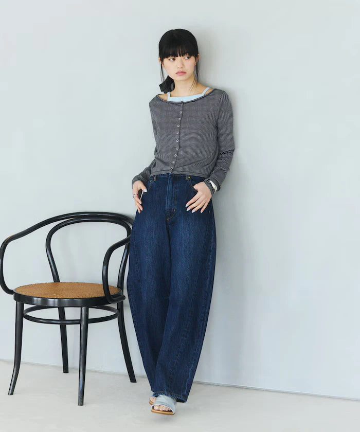 Layered Set Top / Striped Cardigan & Camisole
